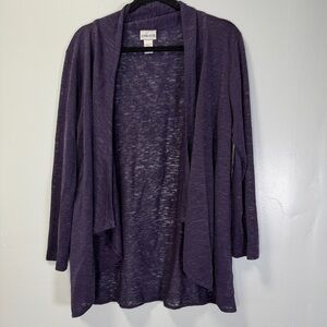Chico's Deep Purple Draped Open Front Cardigan Sweater Sz Large